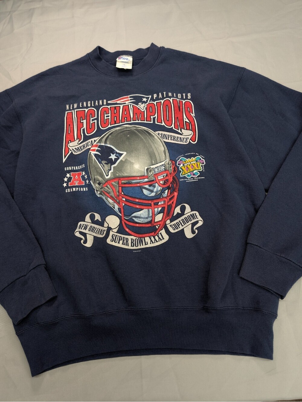 Patriots Super Bowl XXXI Sweatshirt Pro Player XL 1997 Navy